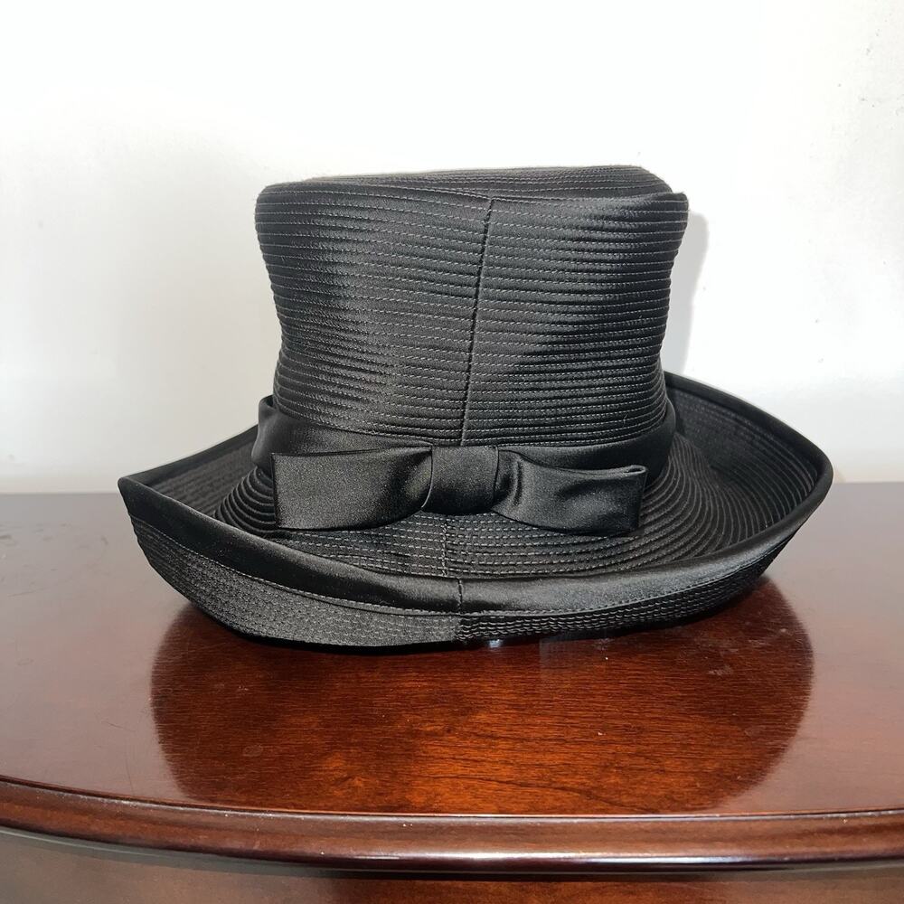 Vintage Marshall Field Otto Lucas Junior Top Hat Black Bow Satin Formal Steampun